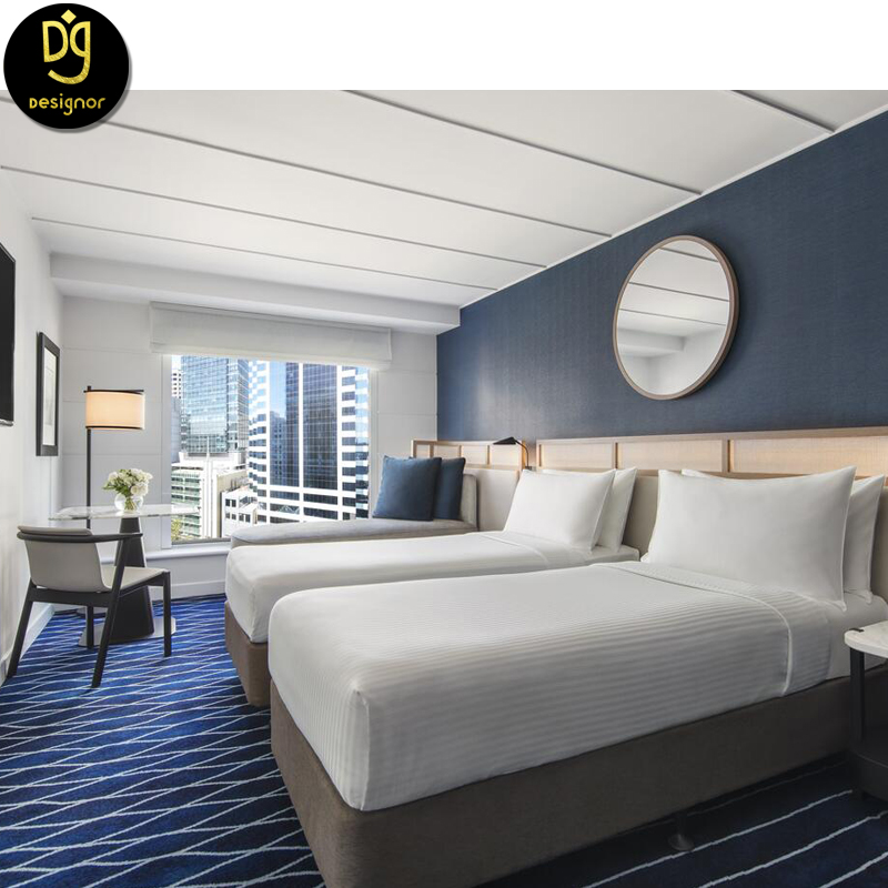 Custom made high end wooden hotel bedroom furniture set