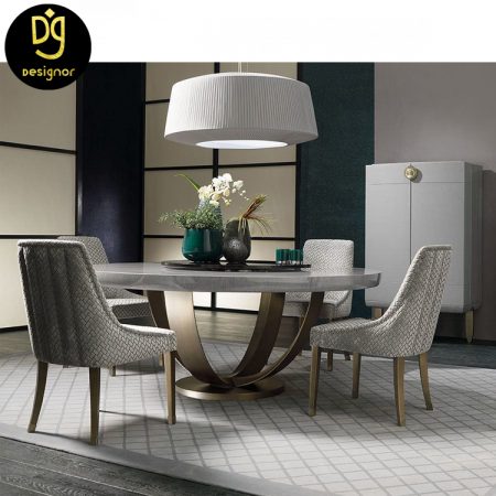 Customized luxury round stainless steel dining table set - Professional