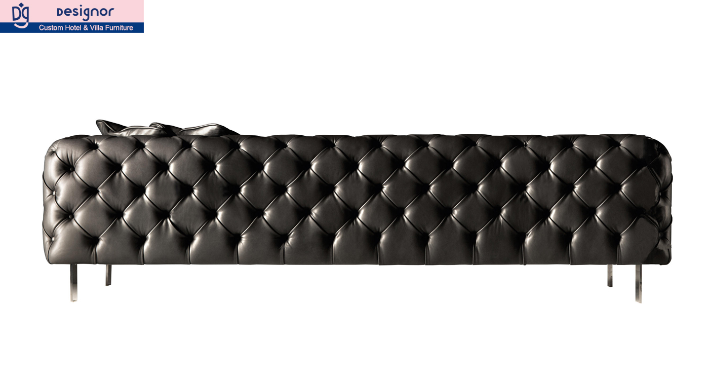 Custom made Stainless Steel Leg Leather Chesterfield Sofa